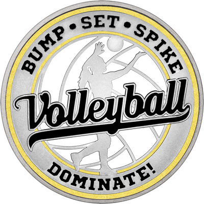 Black "Volleyball" with Gold Outer Circular Borders